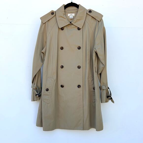 Brooks Brothers 346 Women’s Tailored Khaki Cotton Trench Coat 10 Double Breasted - Picture 2 of 12